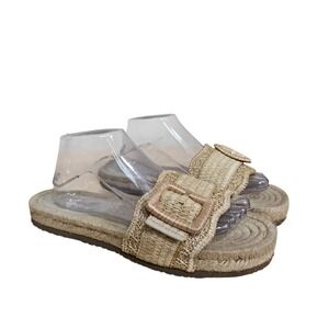 Haute Hippie Nyssa Womens Tan Espadrille Slide Sandals Buckle Detail Size 10